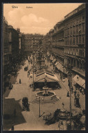 AK Wien, Graben, Pferdekutschen Stehen An Der Litfasssäule, Dreifaltigkeitssäule  - Autres & Non Classés