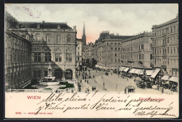 AK Wien, Kärntnerstrasse, Mit Pferdebahn, Brunnen Und Blick Auf Den Stephansdom  - Autres & Non Classés