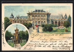 Lithographie Wien, Cursalon Im Stadtpark, Wetterhäuschen  - Autres & Non Classés