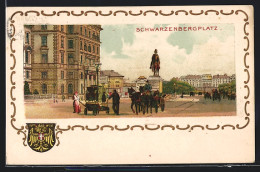 Lithographie Wien, Verkehr Auf Dem Schwarzenbergplatz, Wappen  - Other & Unclassified