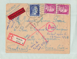 HITLER PAIRE 40PF + 25PF LETTRE REC EXPRES BERLIN 7/6/1944 STO MARQUES DE CENSURE POUR CHILLY MAZARIN FRANCE - Oorlog 1939-45
