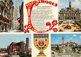 87 - Limoges - Multivues - Automobiles - Blasons - Flamme Postale - CPM - Voir Scans Recto-Verso - Limoges