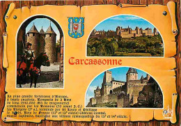 11 - Carcassonne - La Cité Médiévale - Multivues - Chevalier En Armure - Chevaux - Costumes Médiévaux - Blasons - Carte  - Carcassonne