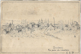 Dessin De CHAUDENAY Vue Prise Du Cimetière. 17 Avril 1934 - Tekeningen