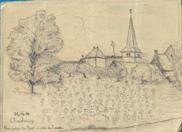 Dessin De CHAUDENAY Vue Prise Du Pont à Côté Du Lavoir. 22 Octobre 1933 - Drawings