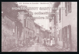 CPM 10.5 X 15 Isère MONTBONNOT SAINT MARTIN Salon Du Collectionneur 2-12-2001  Repro D'une Cpa Rue Animé Rail Tramway - Autres & Non Classés