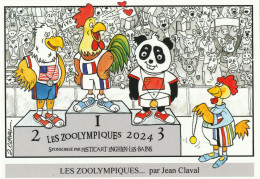 CPM - ILLUSTRATEUR - HUMOUR - LES ZOOLYMPIQUES...par Jean Claval - PARIS 2024 - FESTICART 2024   -  JO 2024) - Autres & Non Classés