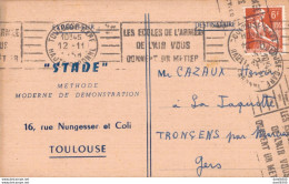 32 TRONCENS MR CAZAUX HENRI STADE METHODE MODERNE DE DEMONSTRATION TOULOUSE SEANCE A MIELAN 21/11/58 - Autres & Non Classés