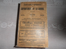Annuaire  Général Du  Département De La SOMME  De  1938 - Sonstige & Ohne Zuordnung