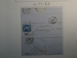 DP 19 FRANCE  LETTRE   1863  LA ROCHELLE  +N° 22 COUPE CISEAU SUD   ++AFF. INTERESSANT+ - 1849-1876: Période Classique