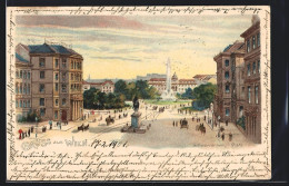 Lithographie Wien, Schwarzenberg-Platz Mit Denkmal Und Springbrunnen  - Sonstige & Ohne Zuordnung