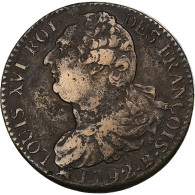 France, Louis XVI, 2 Sols François, 1792 / AN 4, Rouen, Cuivre, TB+ - Sonstige & Ohne Zuordnung