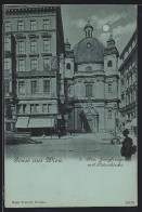 Mondschein-AK Wien, Jungferngasse Mit Peterskirche  - Autres & Non Classés
