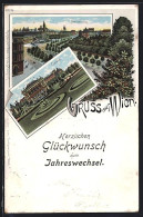 Lithographie Wien, Grünanlagen Am Cursalon, Blick über Den Franzensring  - Autres & Non Classés