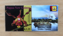 PAPUA NEW GUINEA Orchid Definitive With Western Province Label Birds Egret MNH - Autres & Non Classés