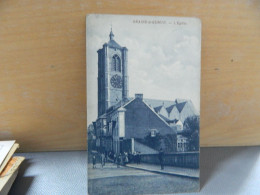 BRAINE LE COMTE: LA CHAUSSEE ET L'EGLISE  ANIMEE 1919 VERS LONDRES -EXPEDITEUR HABITAIT 36 RUE LATERALE - Braine-le-Comte