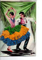 Carte Brodée Danse  Espagne 1RV - Ricamate
