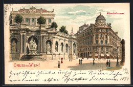 Lithographie Wien, Albrechtsbrunnen Auf Dem Albrechtsplatz  - Andere & Zonder Classificatie