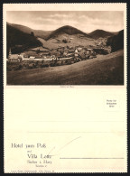 Klapp-AK Sieber Im Harz, Hotel Zum Pass (rückseitig), Ortsansicht  - Other & Unclassified