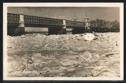 AK Wien, Eisstoss 1929, Zugefrorener Fluss Und Reichsbrücke  - Other & Unclassified