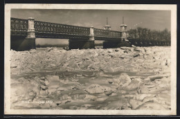 AK Wien, Eisstoss 1929, Zugefrorener Fluss Und Reichsbrücke  - Other & Unclassified