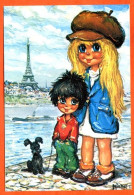 MUK Par Michel Thomas EN FAMILLE Paris Bord De Seine C/ 100 N° 7  1975  Illustrateur Enfants Carte Vierge TBE - Thomas