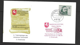 West Germany Soccer World Cup 1974 30 Pf Kirchoff FU On Sports Academy Cover , Kamen Methler Cancel - 1974 – Allemagne Fédérale