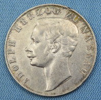 Nassau • 1 Thaler 1860 • Ss+ / XF • Var. Mit Doppeltem Ohr / Double Ear • Ag 900 ‰ • Vereinstaler / Taler • [24-897] - Taler En Doppeltaler