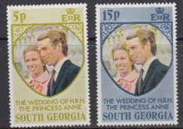 South Georgia 1973 Royal Wedding Princess Anne 2v ** Mnh (60073B) - Zuid-Georgia