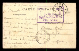 CACHET DE L'HOPITAL AUXILIAIRE N°15 - 8EME CORPS D'ARMEE - VIERZON (CHER) - Guerre De 1914-18