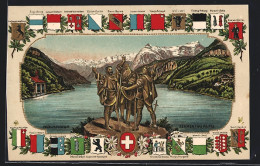 Lithographie Rütli, Rütlischwur Mit Schweizer Wappen  - Other & Unclassified