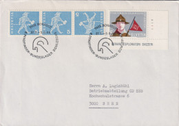 Schweiz Brief Zusammendruck Zum:CH K45L+395, Mi:CH K45y+768, ⵙ= PFADFINDER-BUNDESLAGER DOMLESCHG, BONADUZ - Se-Tenant