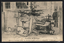 CPA Limoges, Restes De L`automobile De M. Th. Haviland, Incendiée Pendant Les Manifestations, 1905  - Limoges