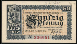 Notgeld Jülich 1917, 50 Pfennig, Wappen Der Stadt  - [11] Local Banknote Issues