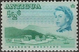 ANTIGUA 1966 Nelson's Dockyard - ½c. - Green And Blue MH - Antigua And Barbuda (1981-...)