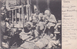 CHINA POSTCARD TIENTSIN BEIJING PEKING STREET FOOD MARKET USED GUERNSEY 1906 - China