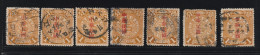 CHINE EMPIRE Lot De 7 Timbres 1c Oblitérés Avec Surcharges - Gebraucht