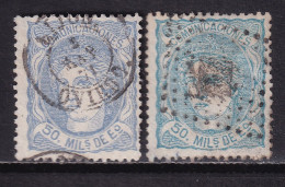1870 I REPÚBLICA. ALEGORÍA ESPAÑA 50 Mils. VARIEDAD CELESTE - Used Stamps