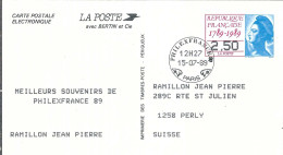 FRANCE Ca.1989:  CP Ill. Entier De Paris - Cartes Postales Types Et TSC (avant 1995)