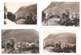Bosnie-Herzégovine - MOSTAR - Vieux Pont - Lot De 4 Photographies Anciennes - Voyage En Yougoslavie En 1951 - (photo) - Bosnien-Herzegowina