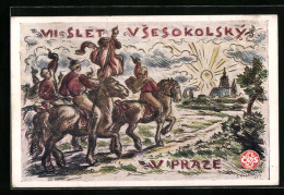 AK VII. Slet Vsesokolsky V Praze 1920, Reiter Mit Fahne, Sokol  - Sonstige & Ohne Zuordnung