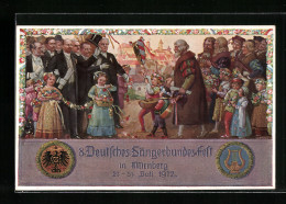 Künstler-AK Nürnberg, VIII. Deutsches Sängerbundfest 1912, Geschmückte Kinder, Wappen  - Other & Unclassified