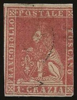 Toscane        .  Yvert    .   12  (2 Scans)    .   1857    .     O      .    Cancelled - Tuscany