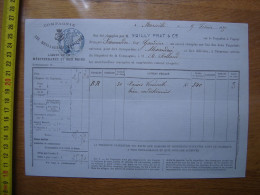 1875 Facture COMPAGNIE MESSAGERIES MARITIME Vapeur Scamandre Vermouth Pour ALEXANDRIE - Autres & Non Classés