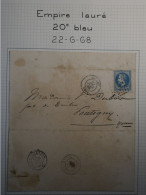DP 19 FRANCE  LETTRE   1868 JOIGNY +N° 29  TRES DECALé   ++AFF. INTERESSANT+ - 1849-1876: Période Classique