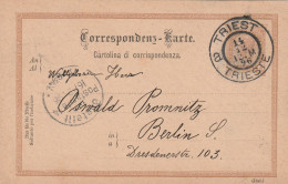 Autriche Entier Postal  Triest Pour L'Allemagne 1896 - Cartoline
