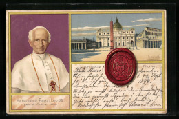 Lithographie Vatikan, Rom, Papst Leo XIII., Siegel  - Papes