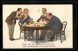 Künstler-AK Männer Beim Kartenspiel  - Spielkarten