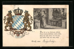 AK Bayerisches Wappen Und Soldat Mit Ehefrau  - Genealogy