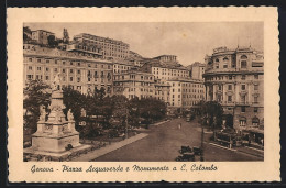 AK Genova, Piazza Acquaverde E Monumento A C. Colombo, Strassenbahn  - Tranvía